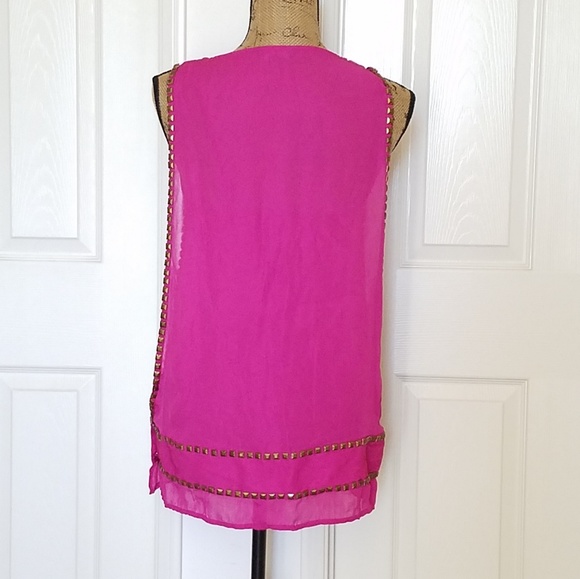 Rock & Republic studded cami/tankhot pink sz. small EUC - Picture 2 of 8